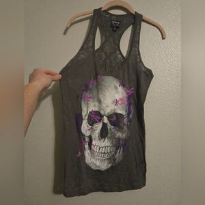 Lethal Angel Women's Skull Tank Top - Black and Purple Size XL